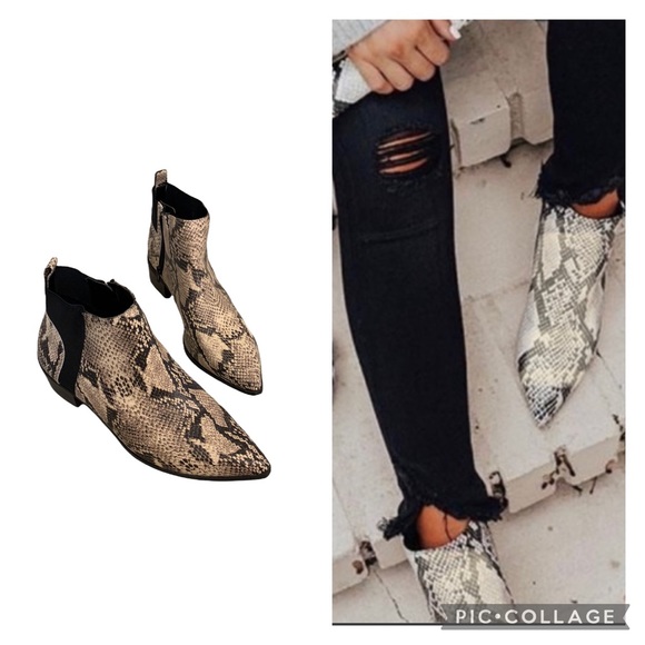 Anthropologie Parker & Sky Snakeskin Animal Chelsea Ankle Boots NWOT Size 8.5 - Picture 3 of 15